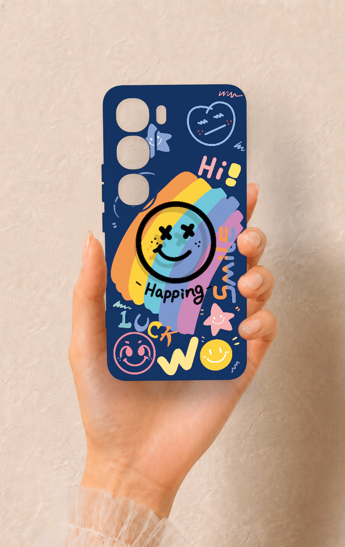 Vivo V40 Lite 5G Uyumlu Happing Smile Desenli Silikon Kılıf