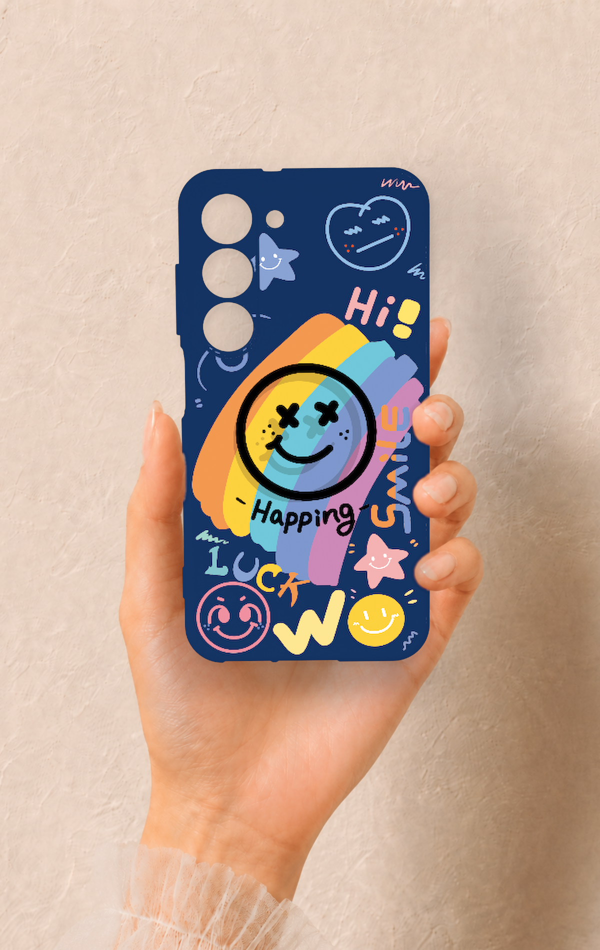 Samsung S23 Uyumlu Happing Smile Desenli Silikon Kılıf