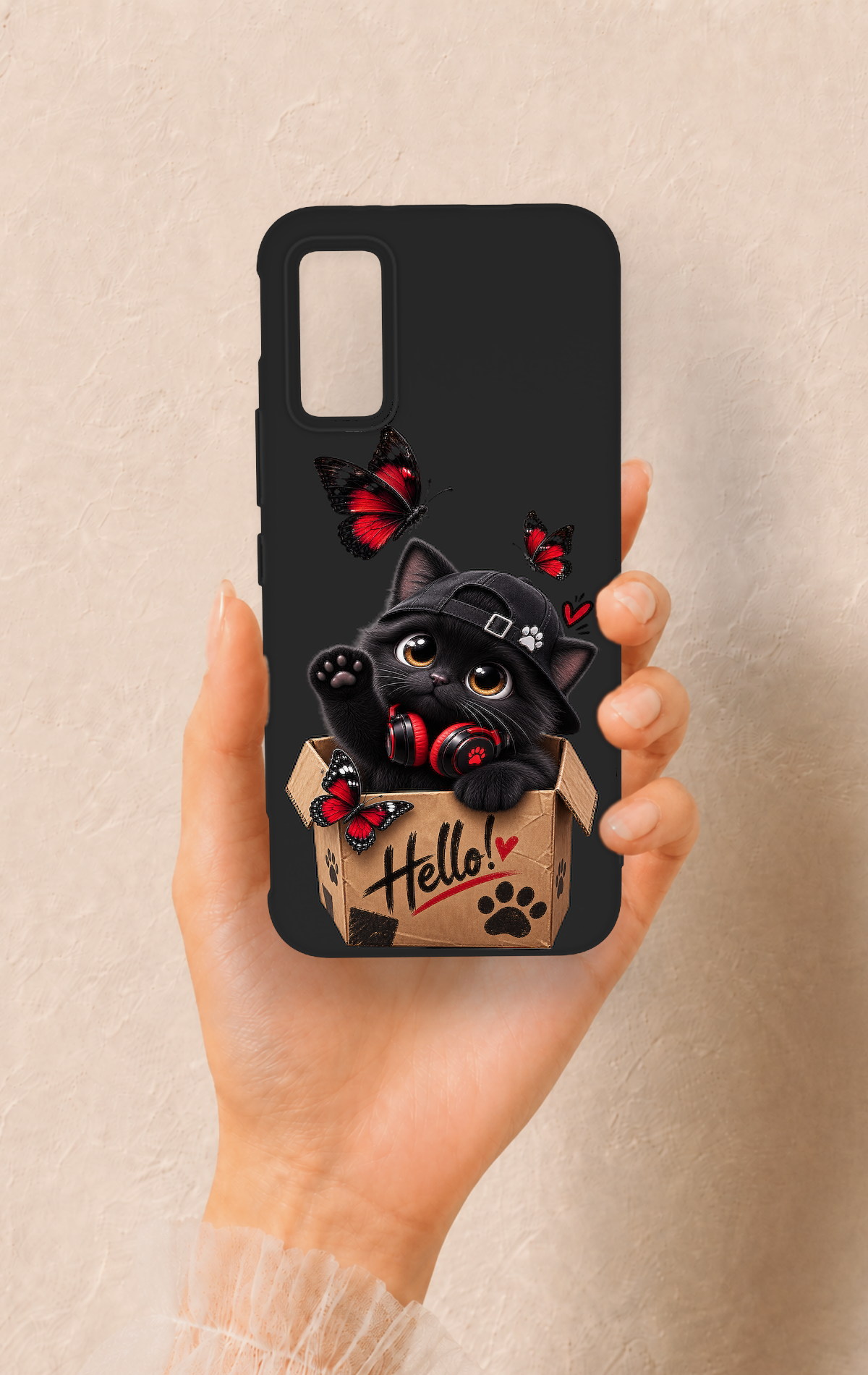 İnfinix Gt 30 Pro Uyumlu Hello Cat Desenli Silikon Kılıf