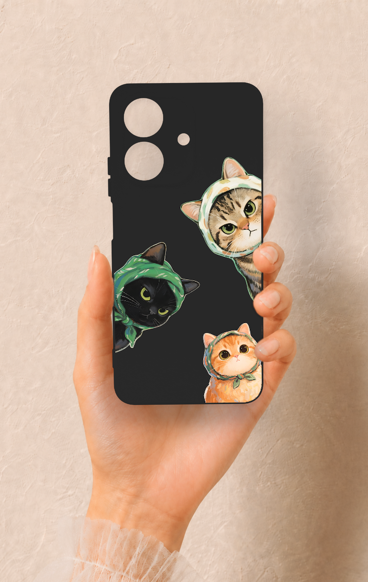 Realme Note 60 Uyumlu Kedi Ekibi Desenli Silikon Kılıf