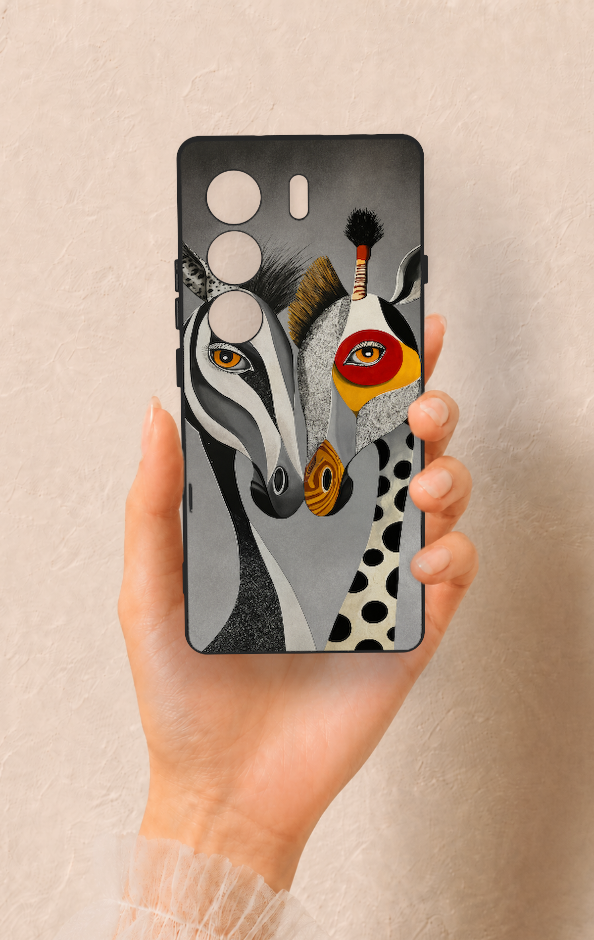 Tecno Camon 40 4G Uyumlu Zebra ve Zürafa Desenli Silikon Kılıf