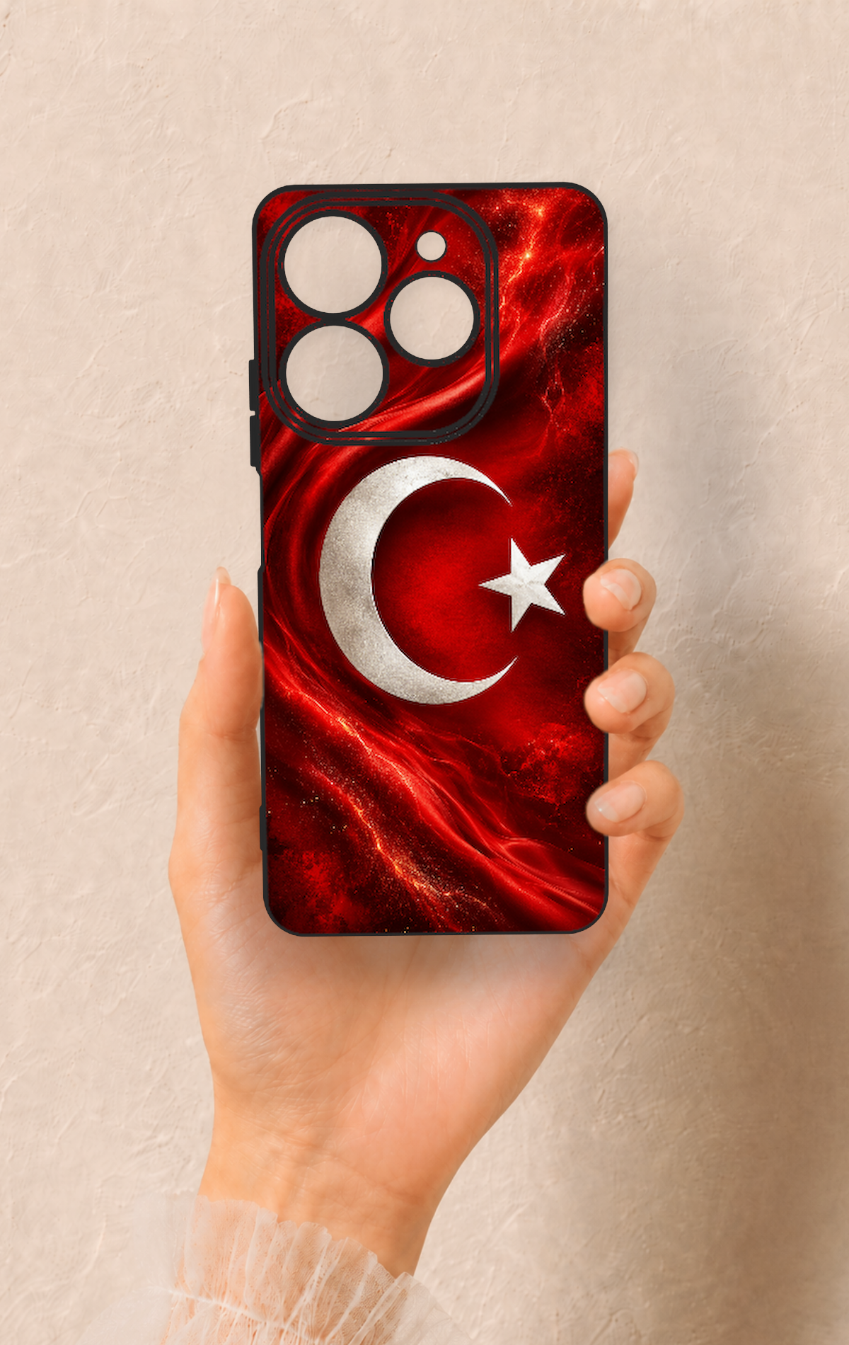 Tecno Spark 10 Pro Uyumlu Türk Bayrağı Desenli Silikon Kılıf