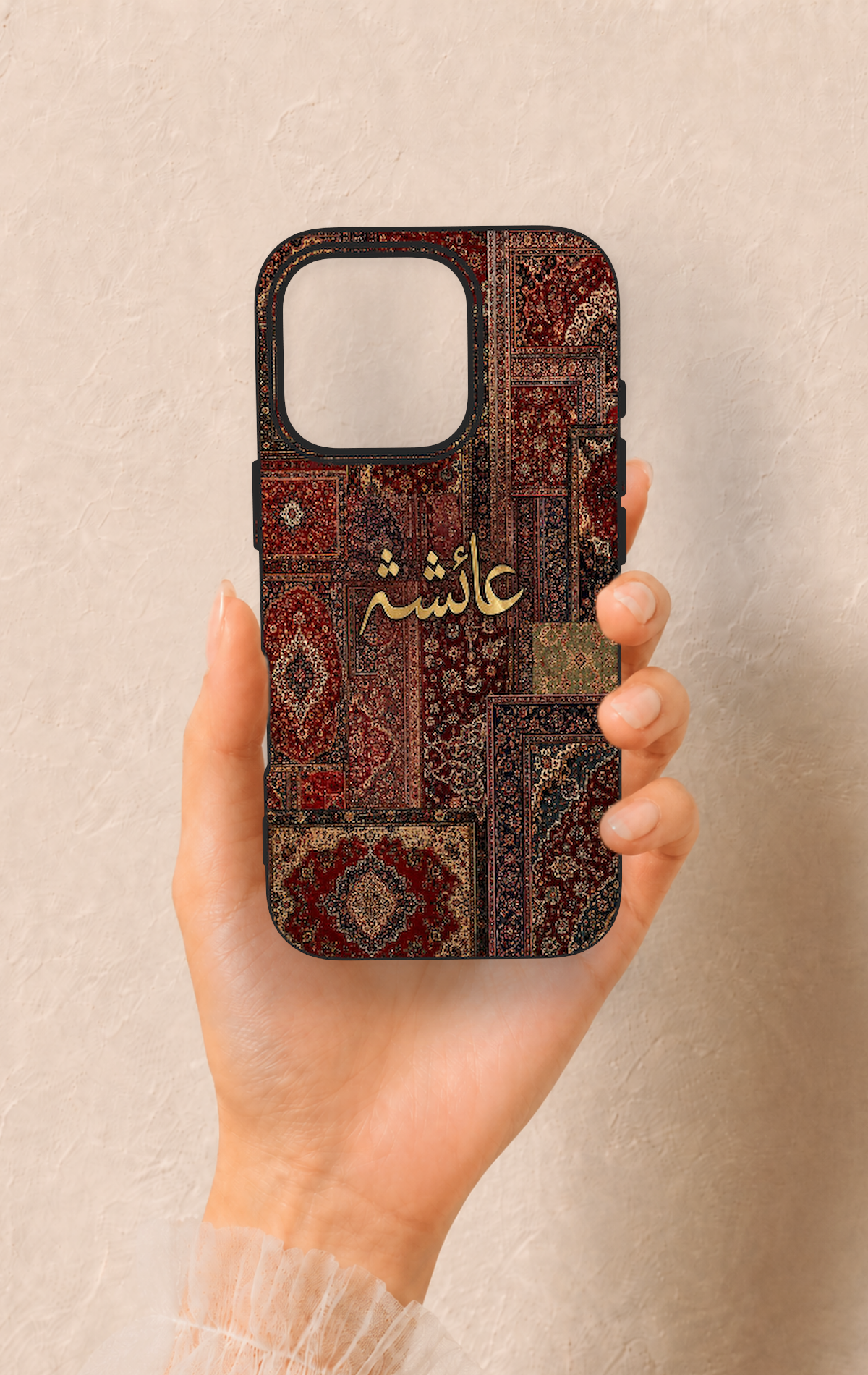 iPhone 16 Pro Uyumlu Vintage Halı Desenli Silikon Kılıf