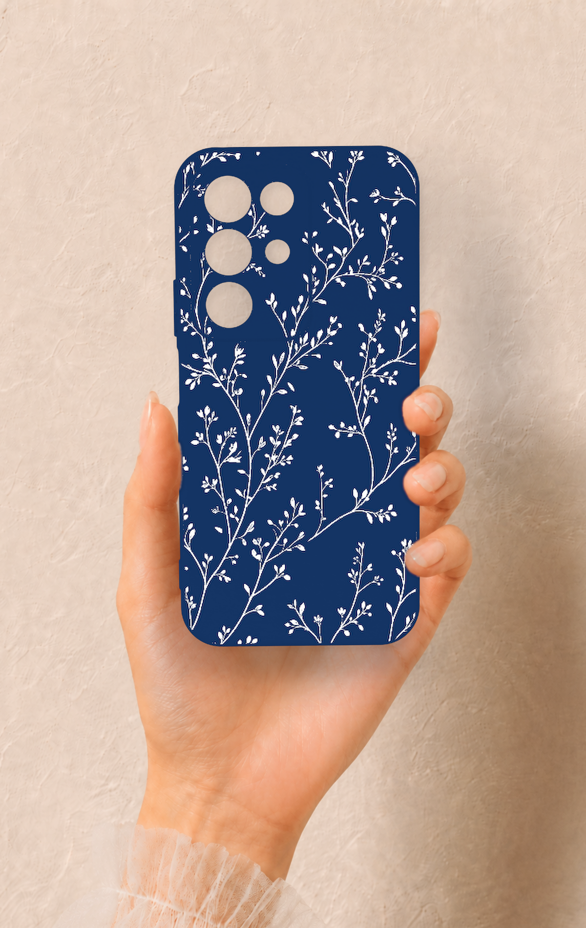 Realme C85 5G Uyumlu İnce Yaprak Dalı Desenli Silikon Kılıf