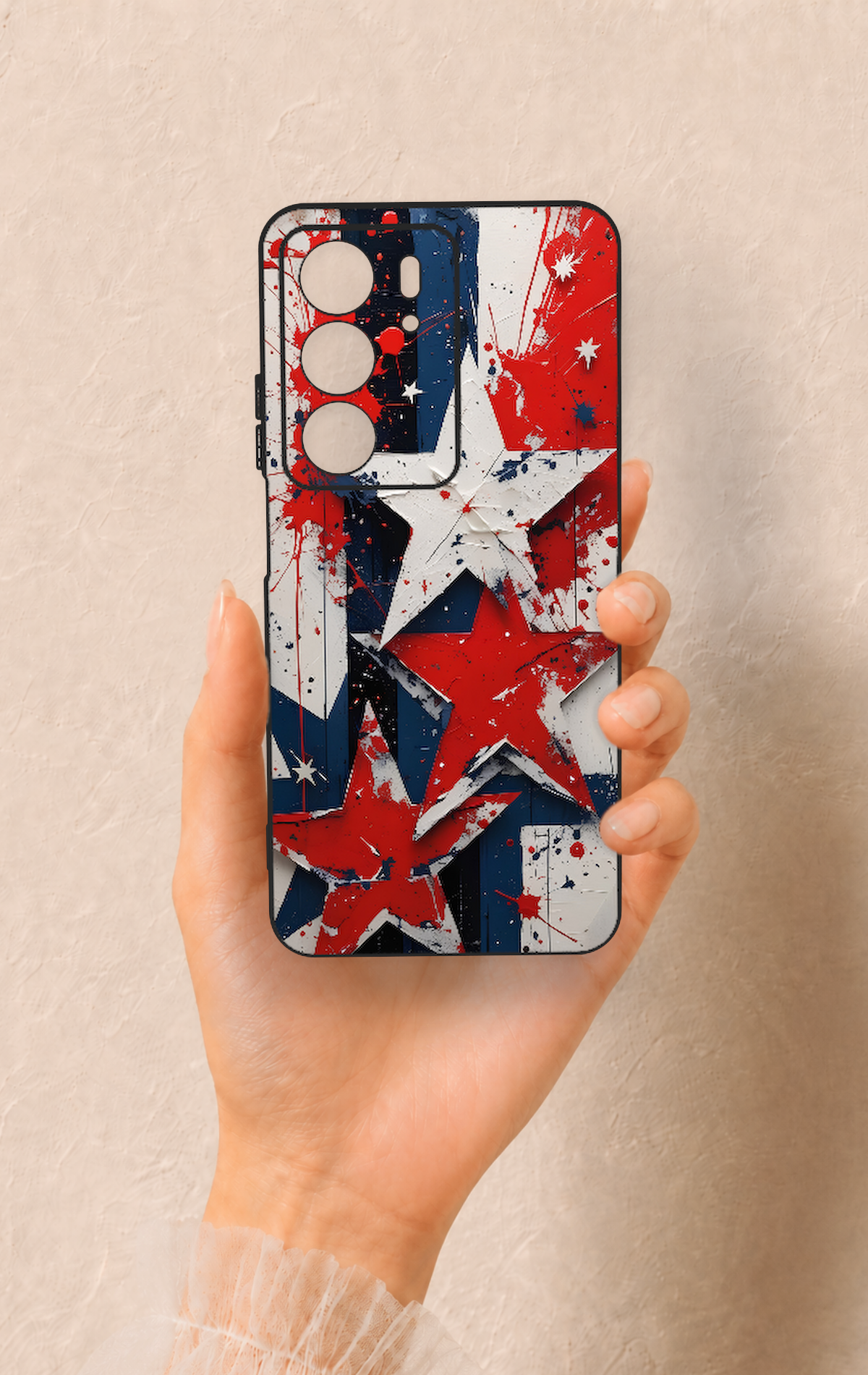 Realme C75 Uyumlu Star Flag Desenli Silikon Kılıf