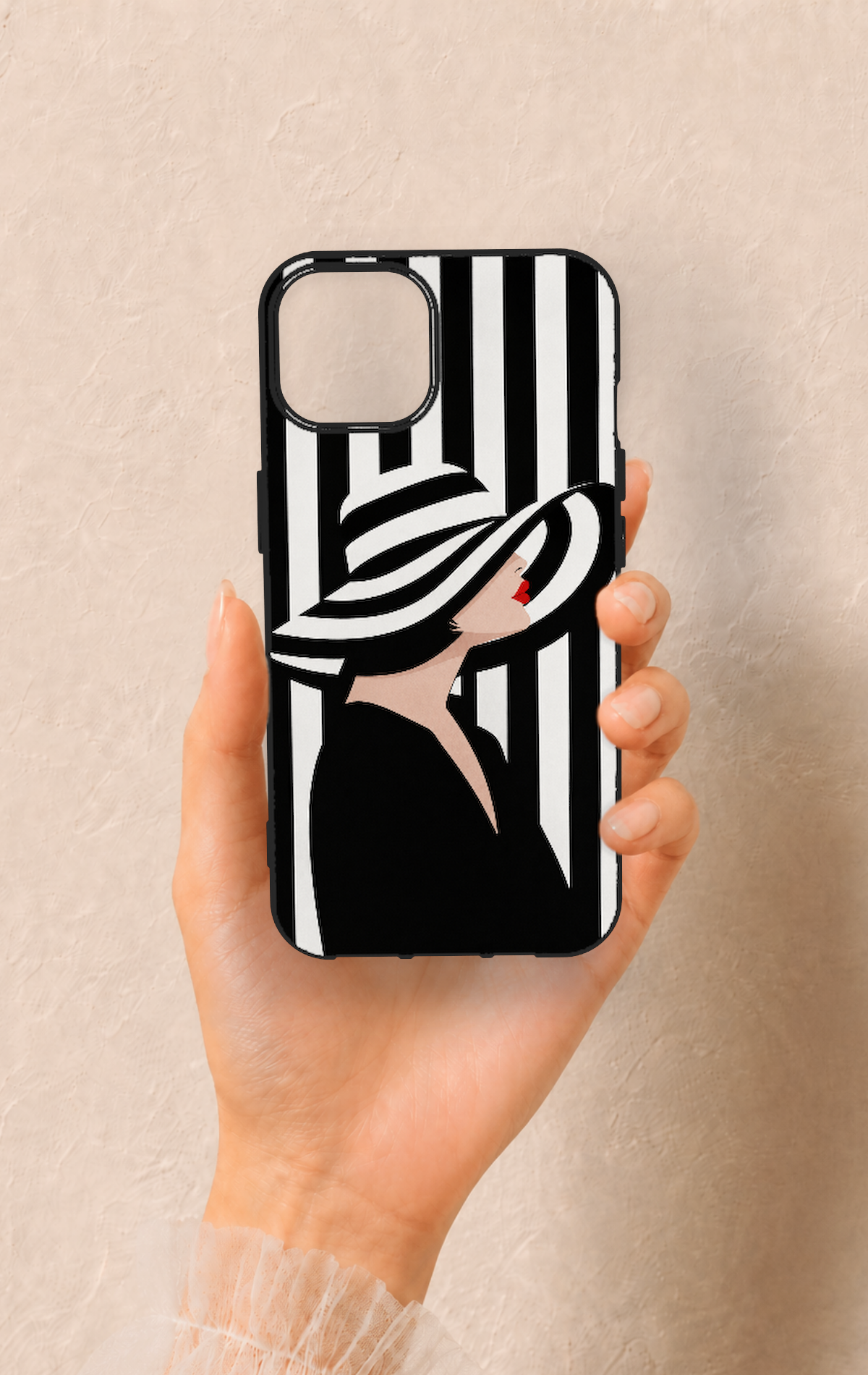iPhone 14 Uyumlu Madam Marica Desenli Silikon Kılıf