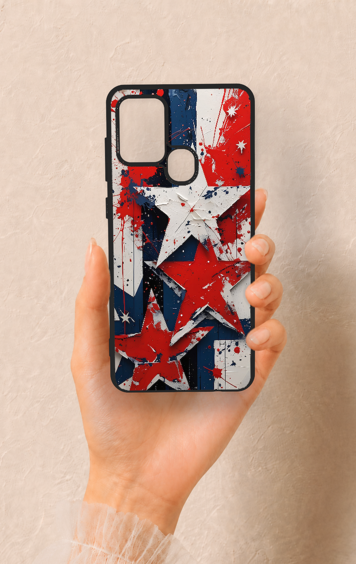 Samsung A21S Uyumlu Star Flag Desenli Silikon Kılıf