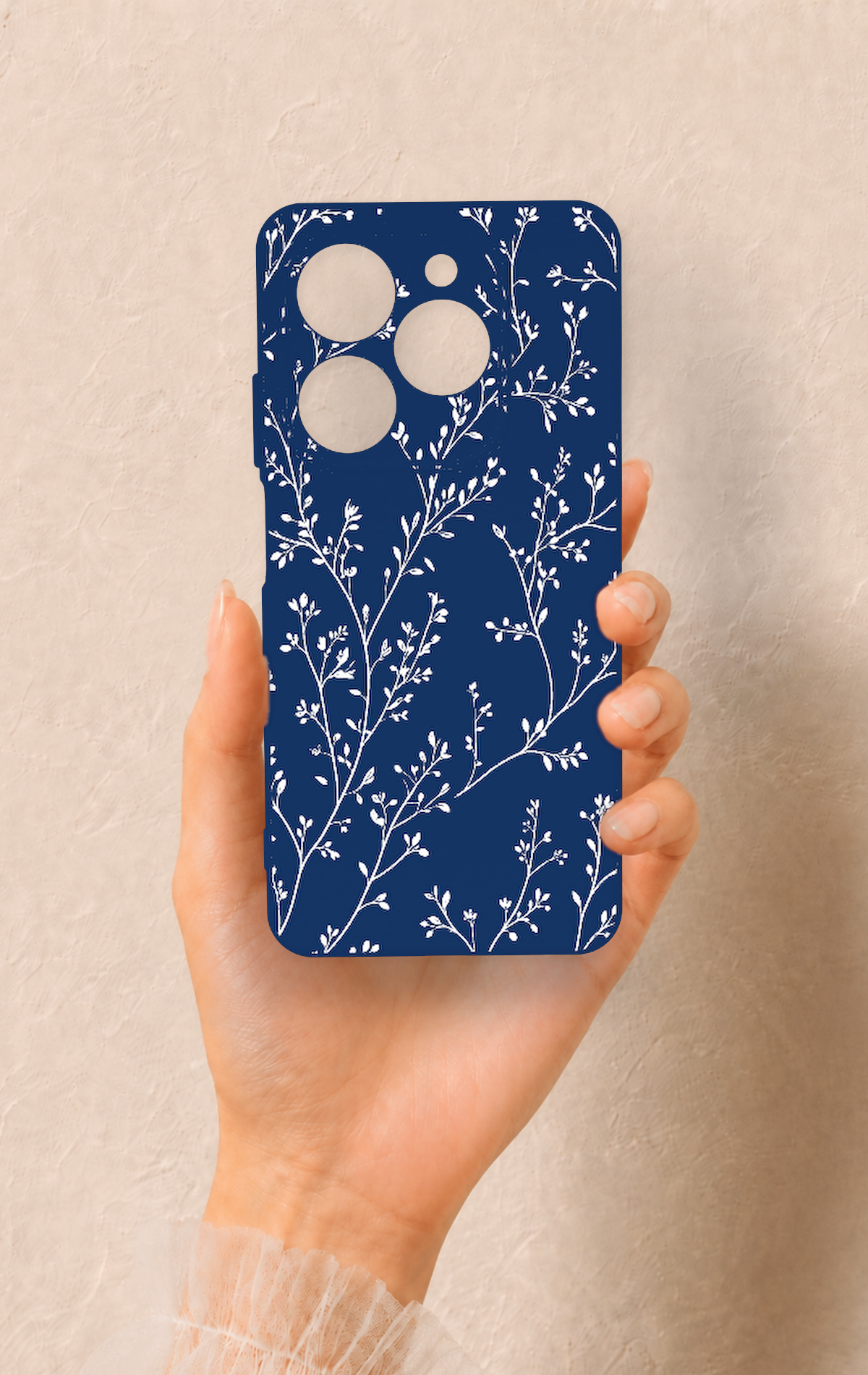 Tecno Spark 20C Uyumlu İnce Yaprak Dalı Desenli Silikon Kılıf