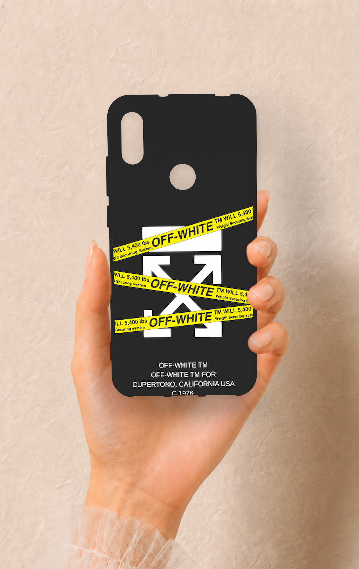 Huawei Y6 2019 Uyumlu Off White Desenli Silikon Kılıf