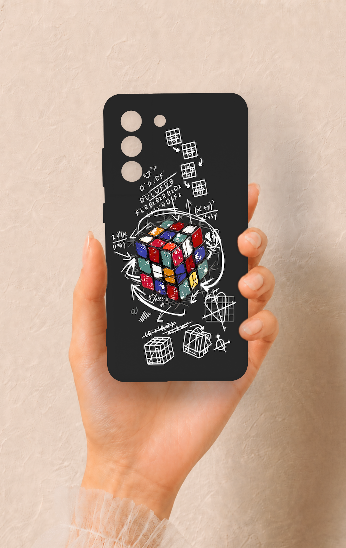 Samsung-S21FE Uyumlu Rubik Küb Desenli Silikon Kılıf