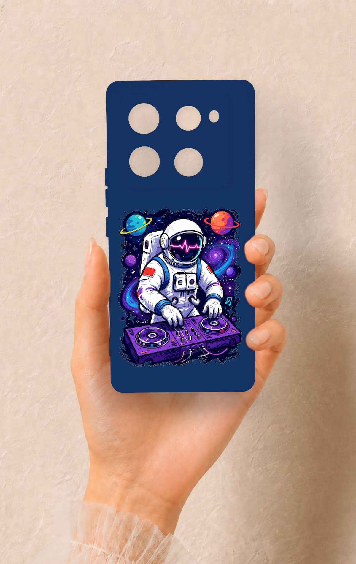 İnfinix Note 40 Pro Uyumlu Astronot DJ Desenli Silikon Kılıf