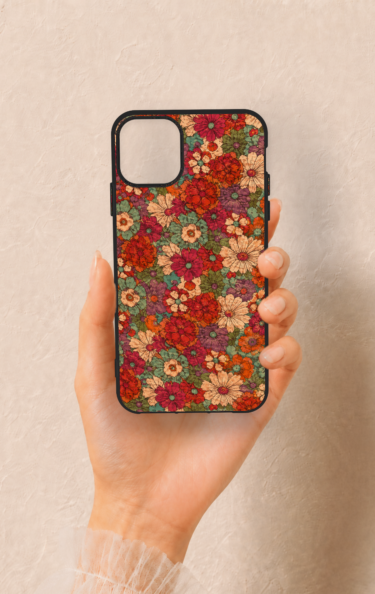 iPhone 11 Pro Max Uyumlu Pastel Çiçek Bahçesi Desenli Silikon Kılıf