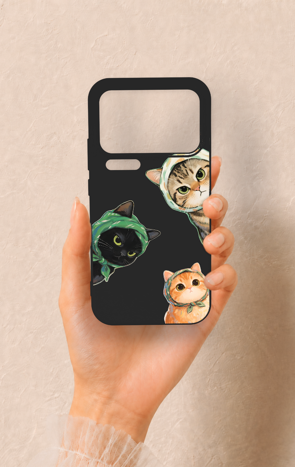 Mi 17 Pro Max Uyumlu Kedi Ekibi Desenli Silikon Kılıf