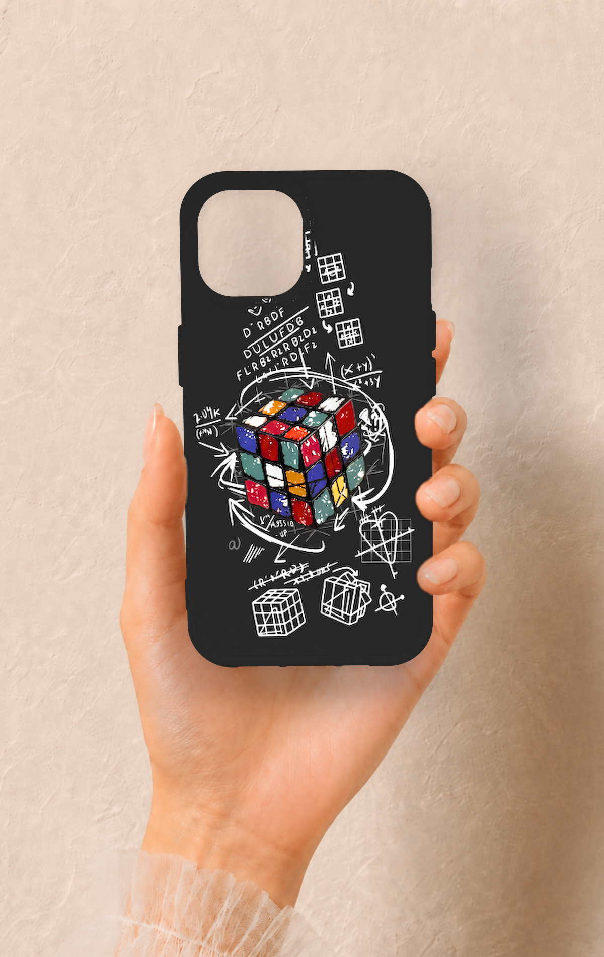 iPhone 15 Uyumlu Rubik Küb Desenli Silikon Kılıf