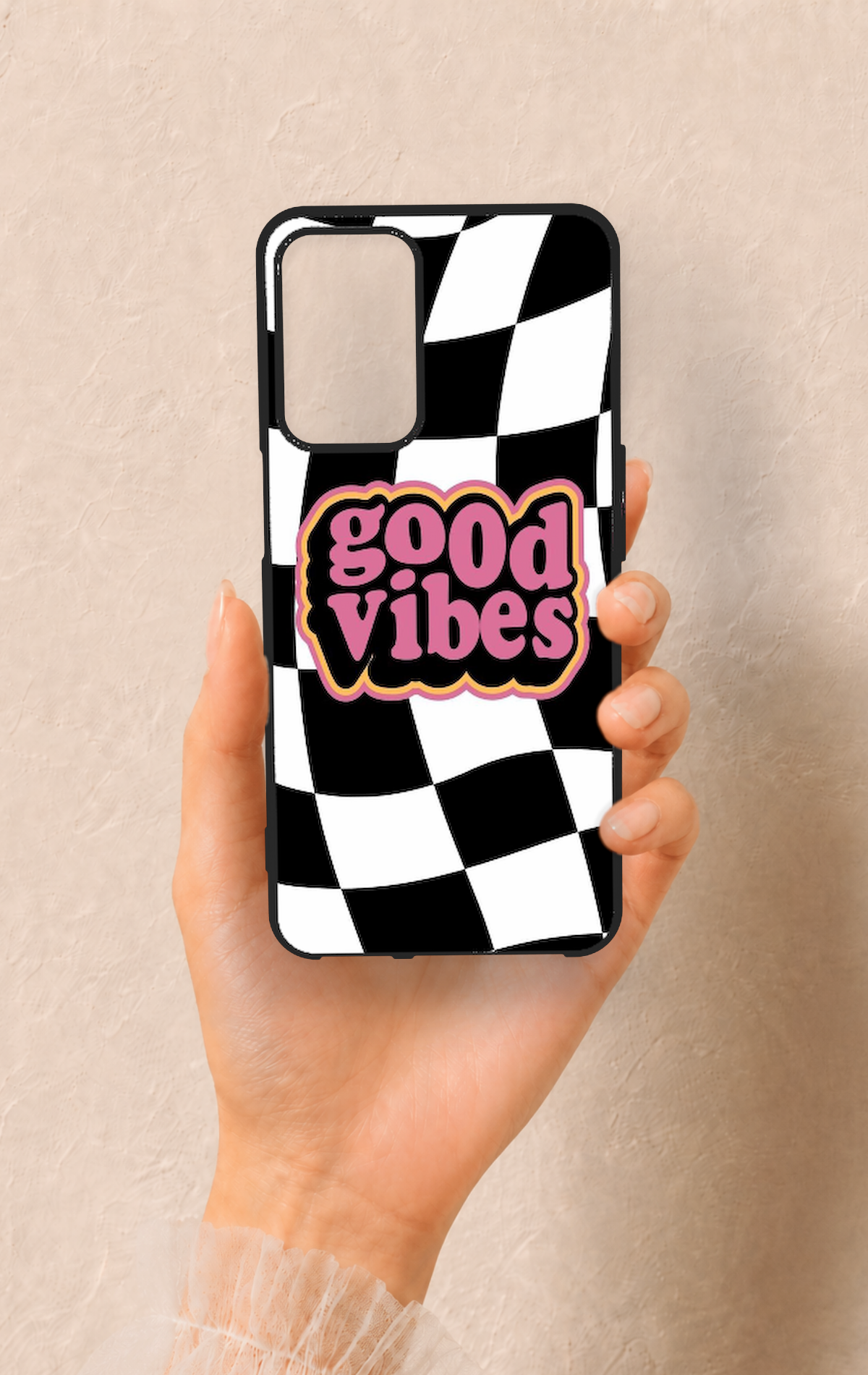 Oppo A16 Uyumlu Black Good Vibes Desenli Silikon Kılıf