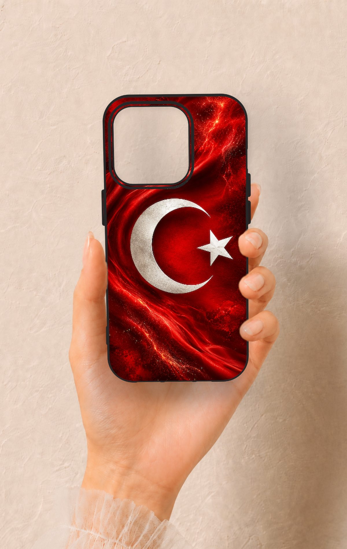 iPhone 15 Pro Uyumlu Türk Bayrağı Desenli Silikon Kılıf