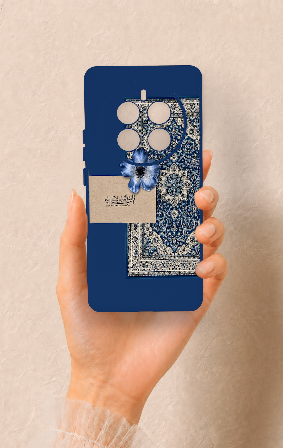 Realme 12 Pro Uyumlu Mavi Etnik Halı Desenli Silikon Kılıf