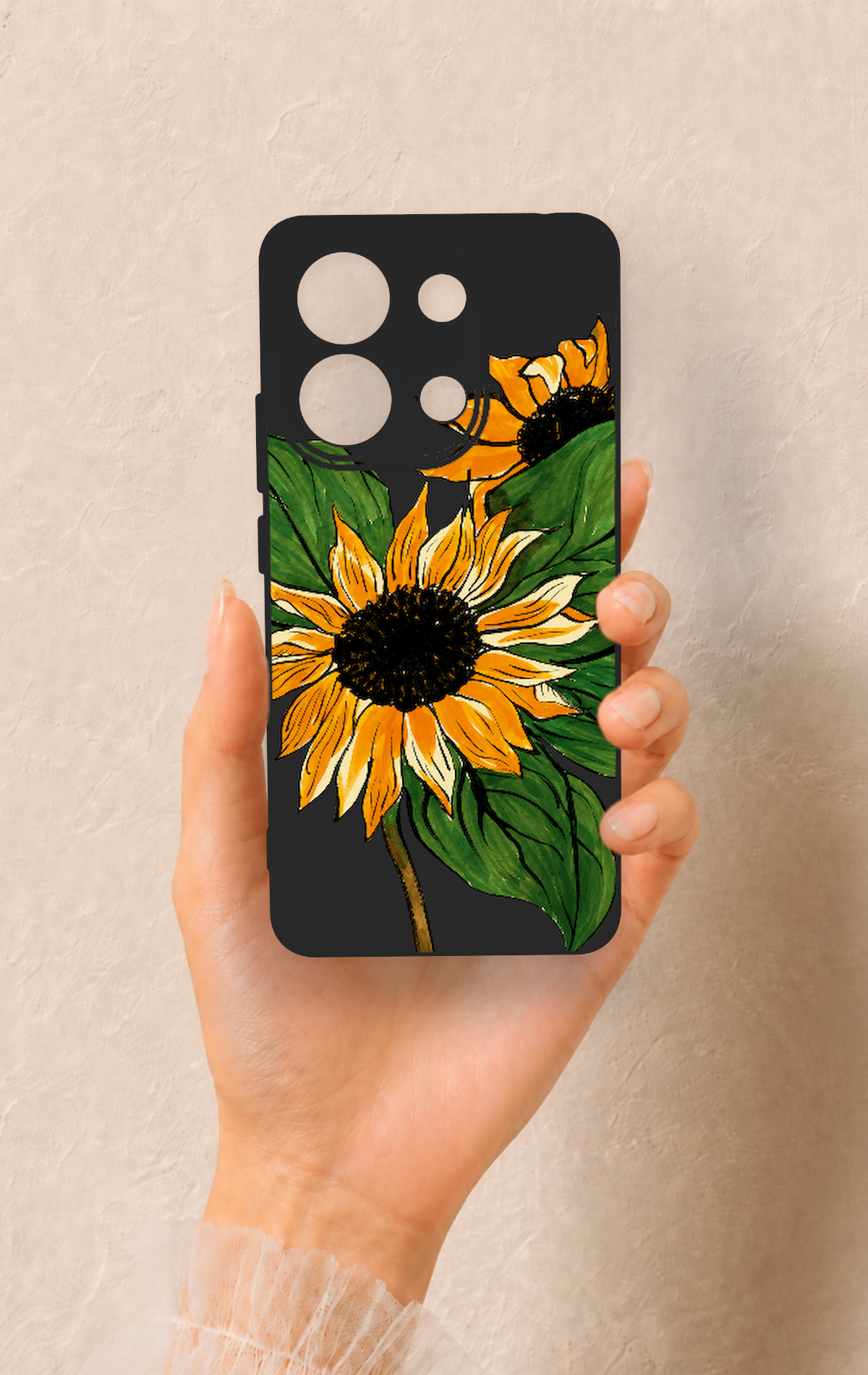 Redmi Note 13 4G Uyumlu Ay Çiçeği Desenli Silikon Kılıf