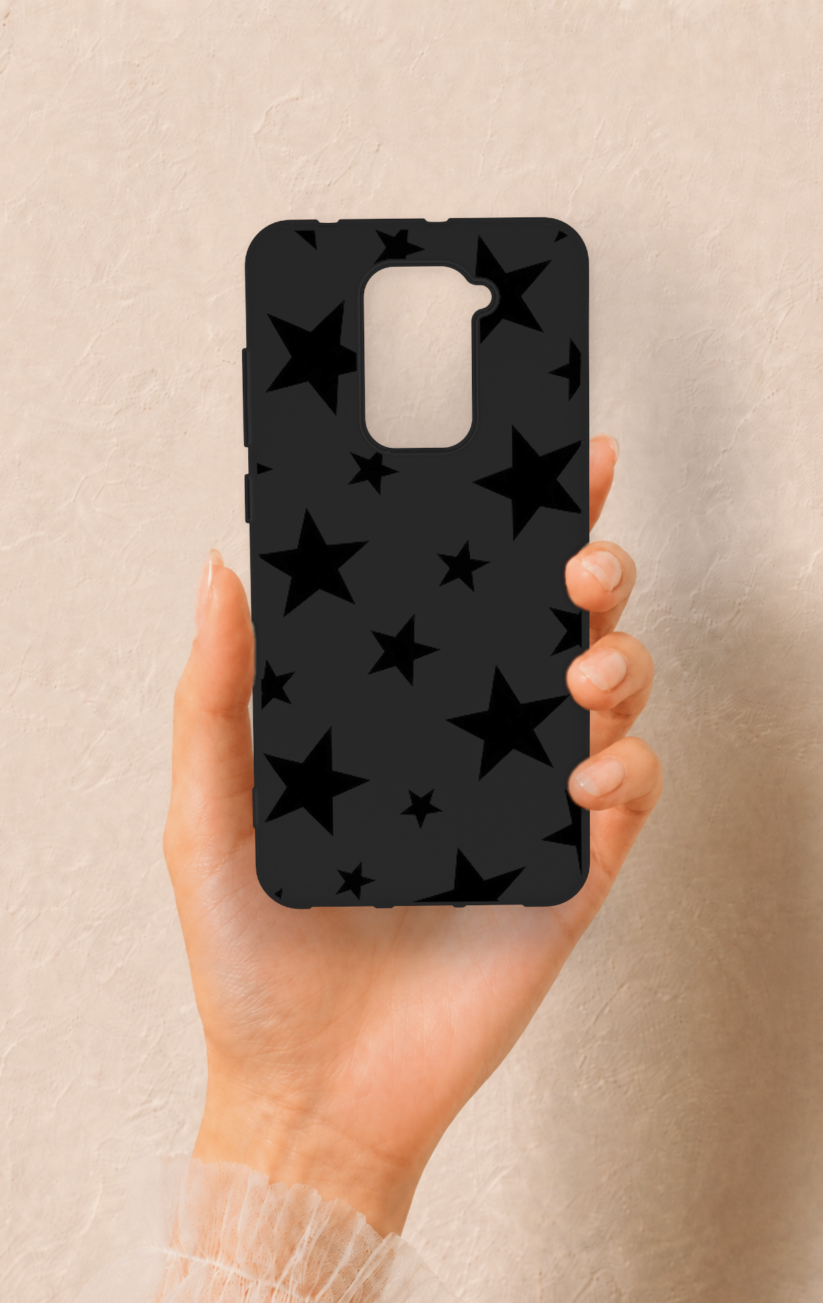Redmi Note 9 Uyumlu Siyah Star Desenli Silikon Kılıf