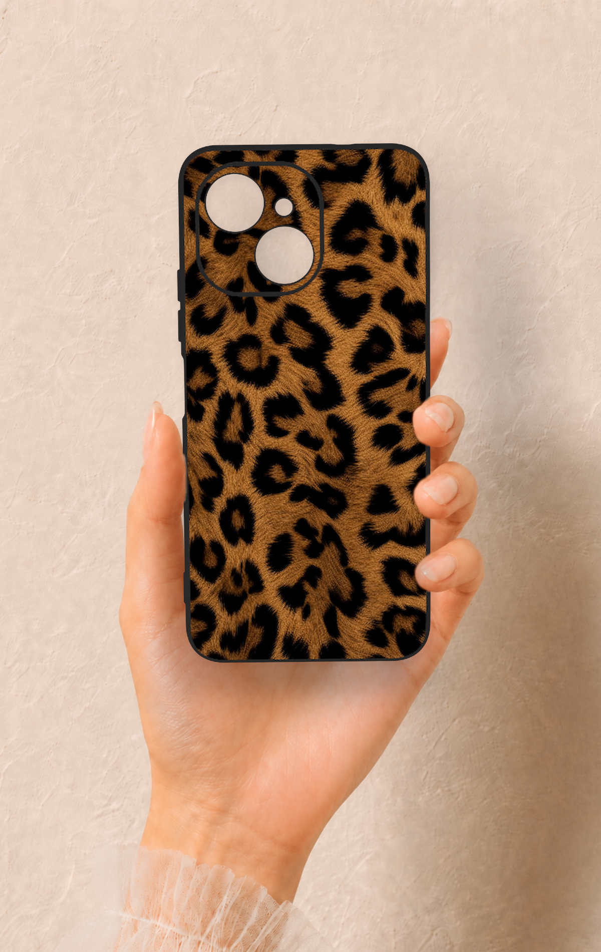 Tecno Spark 40C Uyumlu Koyu Leopar Deri Desenli Silikon Kılıf