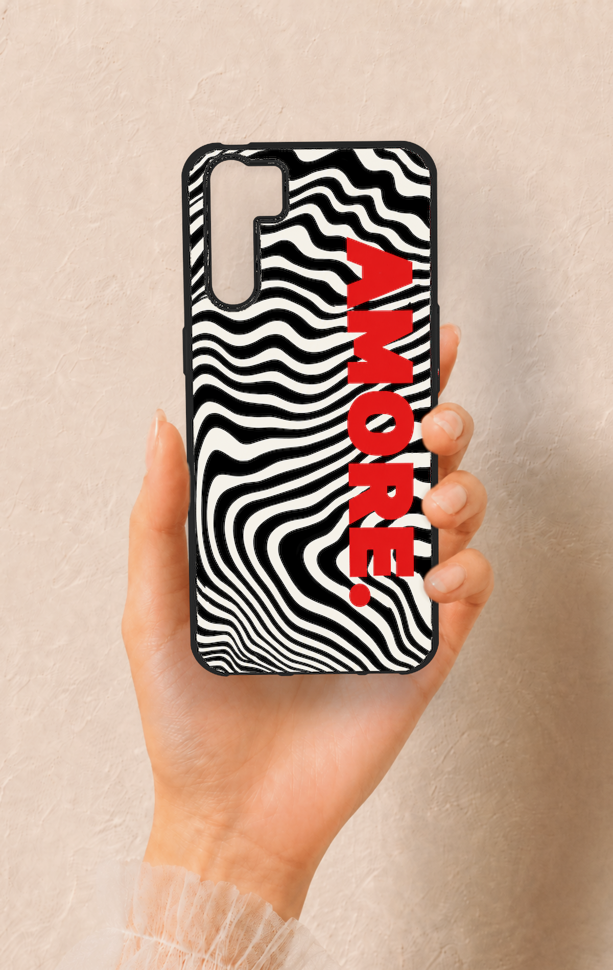 Oppo A91 Uyumlu Zebra Amore Desenli Silikon Kılıf