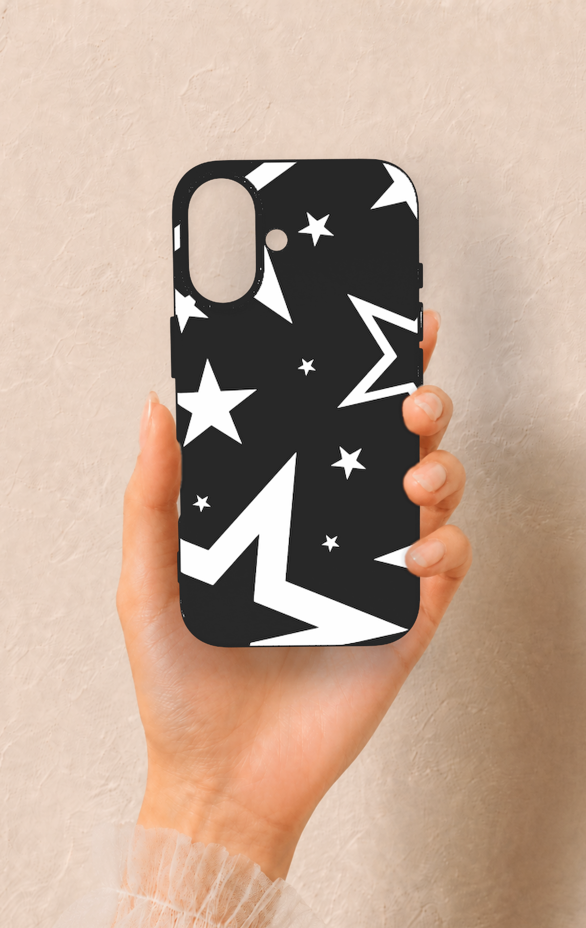 iPhone 16 Uyumlu Siyah Mega Star Desenli Silikon Kılıf