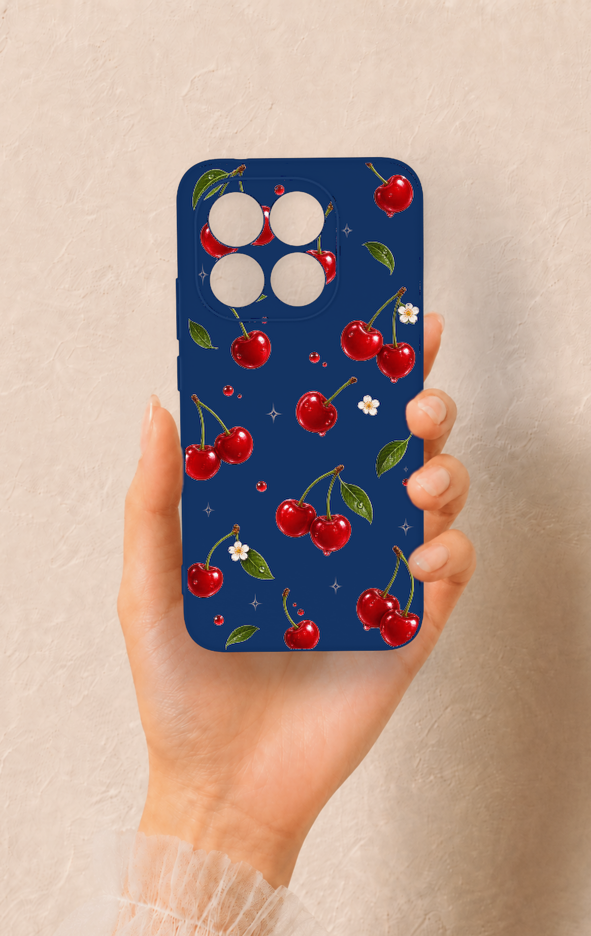 Mi 15T 5G Uyumlu Kiraz Papatya Desenli Silikon Kılıf