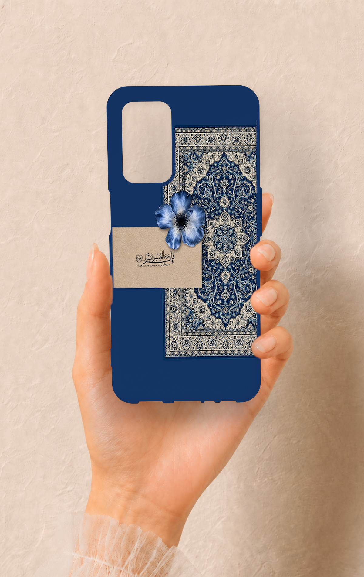 Oppo A55 Uyumlu Mavi Etnik Halı Desenli Silikon Kılıf