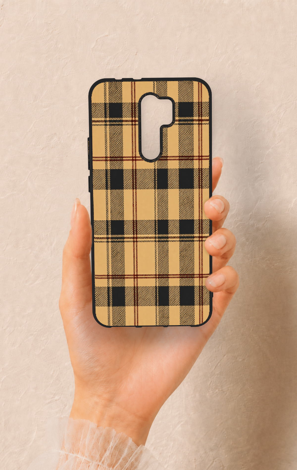 Redmi 9 Uyumlu Burberry Ekose Desenli Silikon Kılıf