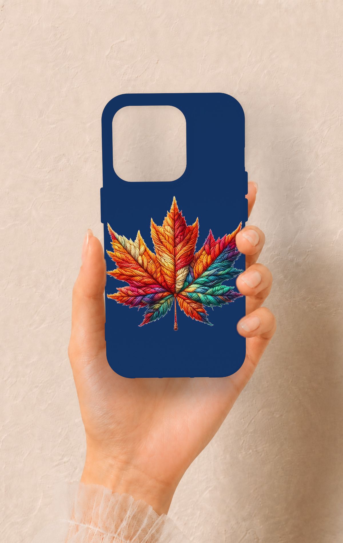iPhone 15 Pro Uyumlu Renkli Yaprak Desenli Silikon Kılıf