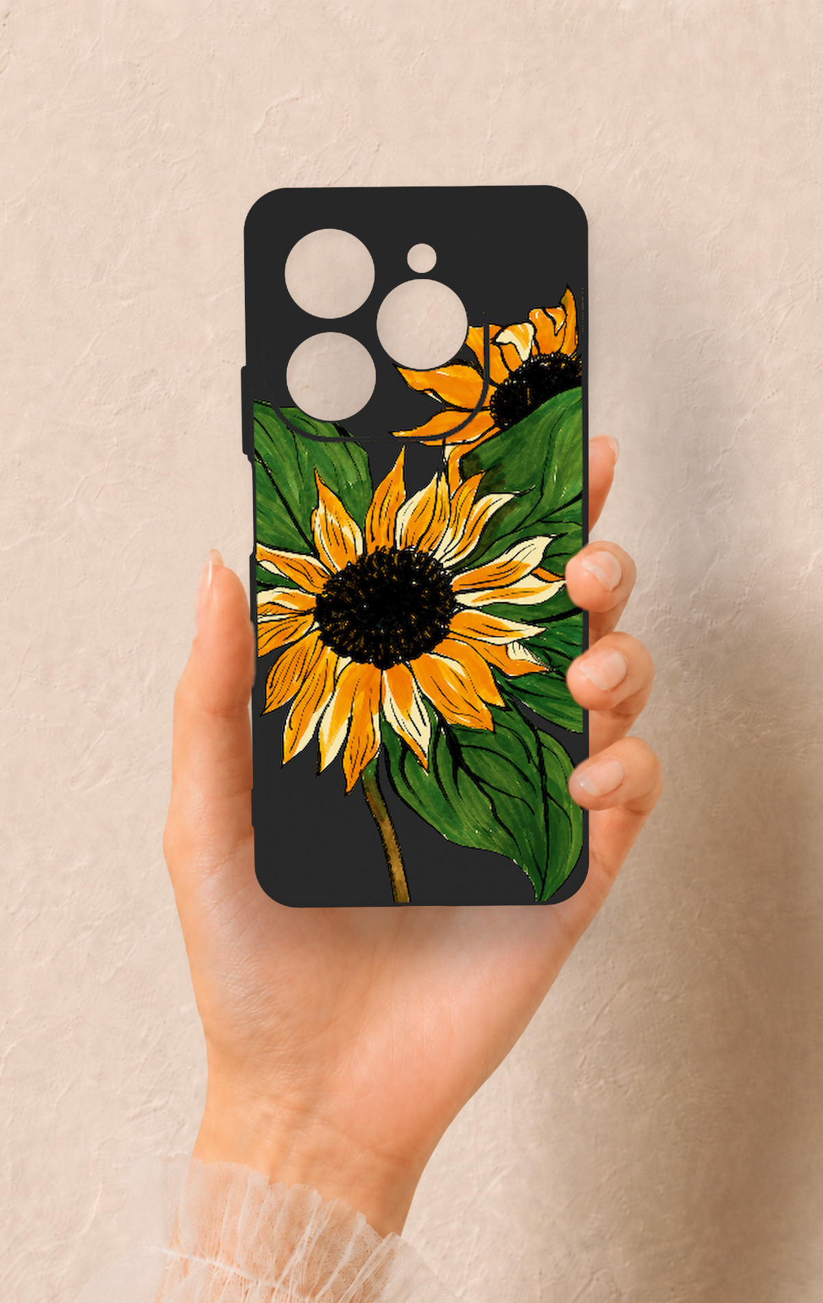 Tecno Spark 20 Pro Uyumlu Ay Çiçeği Desenli Silikon Kılıf