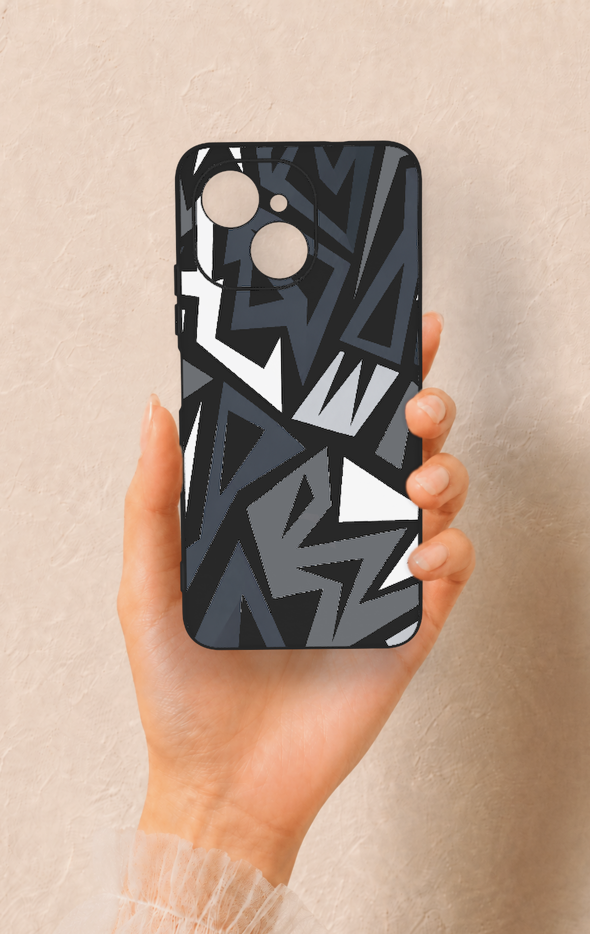 Tecno Spark 40C Uyumlu Geometrik Blok Desenli Silikon Kılıf