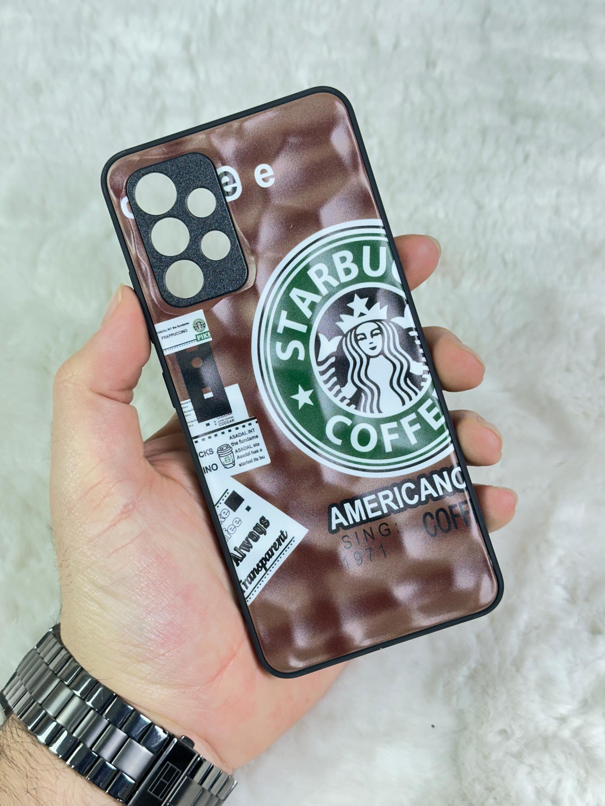 Samsung Galaxy A32 Arkası Sert Kapaklı Yanları Silikonlu Starbucks-Nike Kılıf