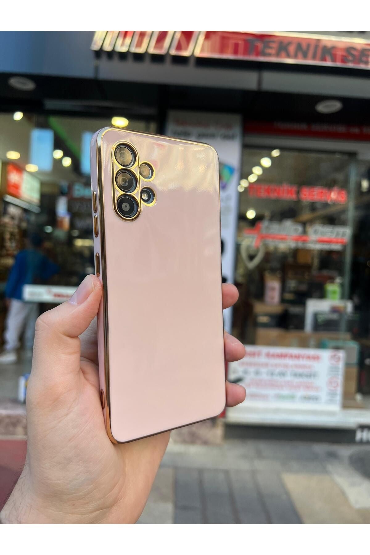 Samsung A32 4g Gold Kenarlı Parlak Kamera Korumalı Bark Kılıf
