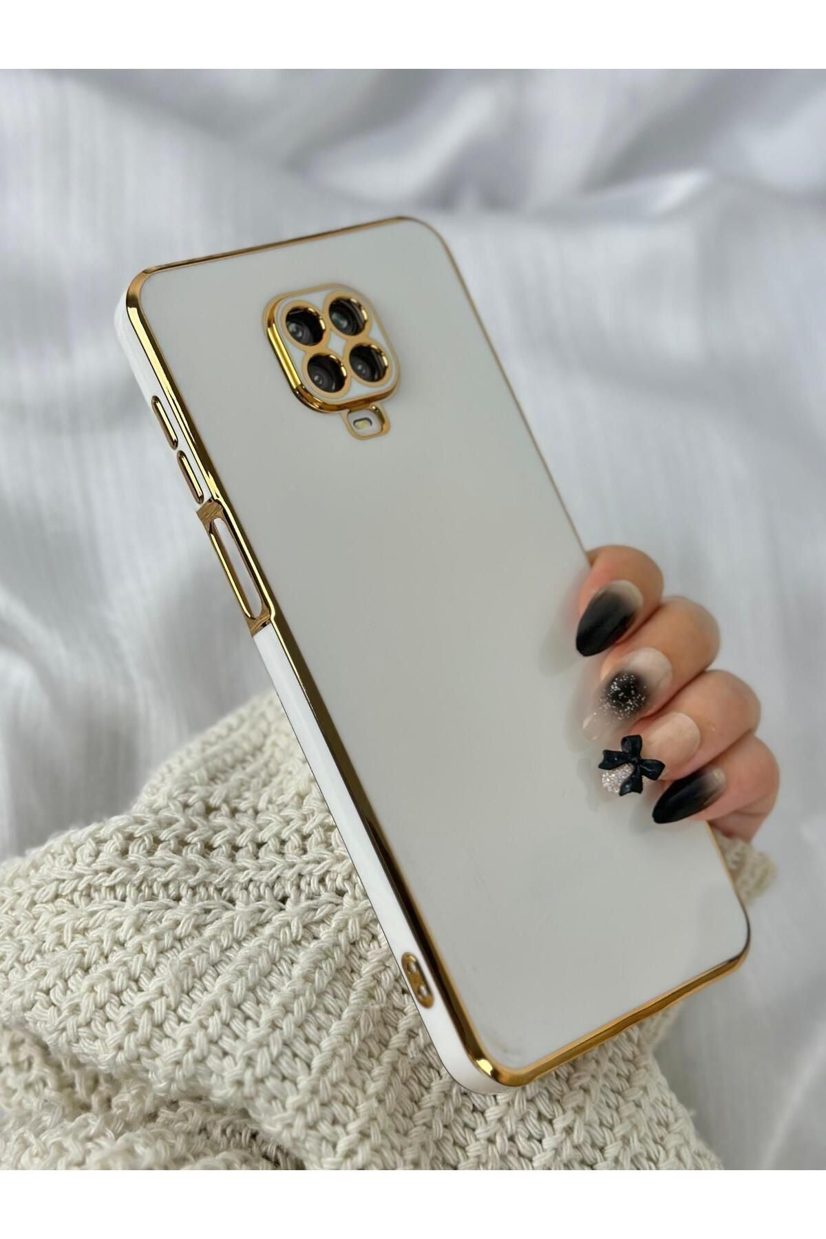 Xiaomi Redmi Note 9 Pro Ve 9s Uyumlu Gold Kenarlı Parlak Kamera Korumalı Bark Kılıf