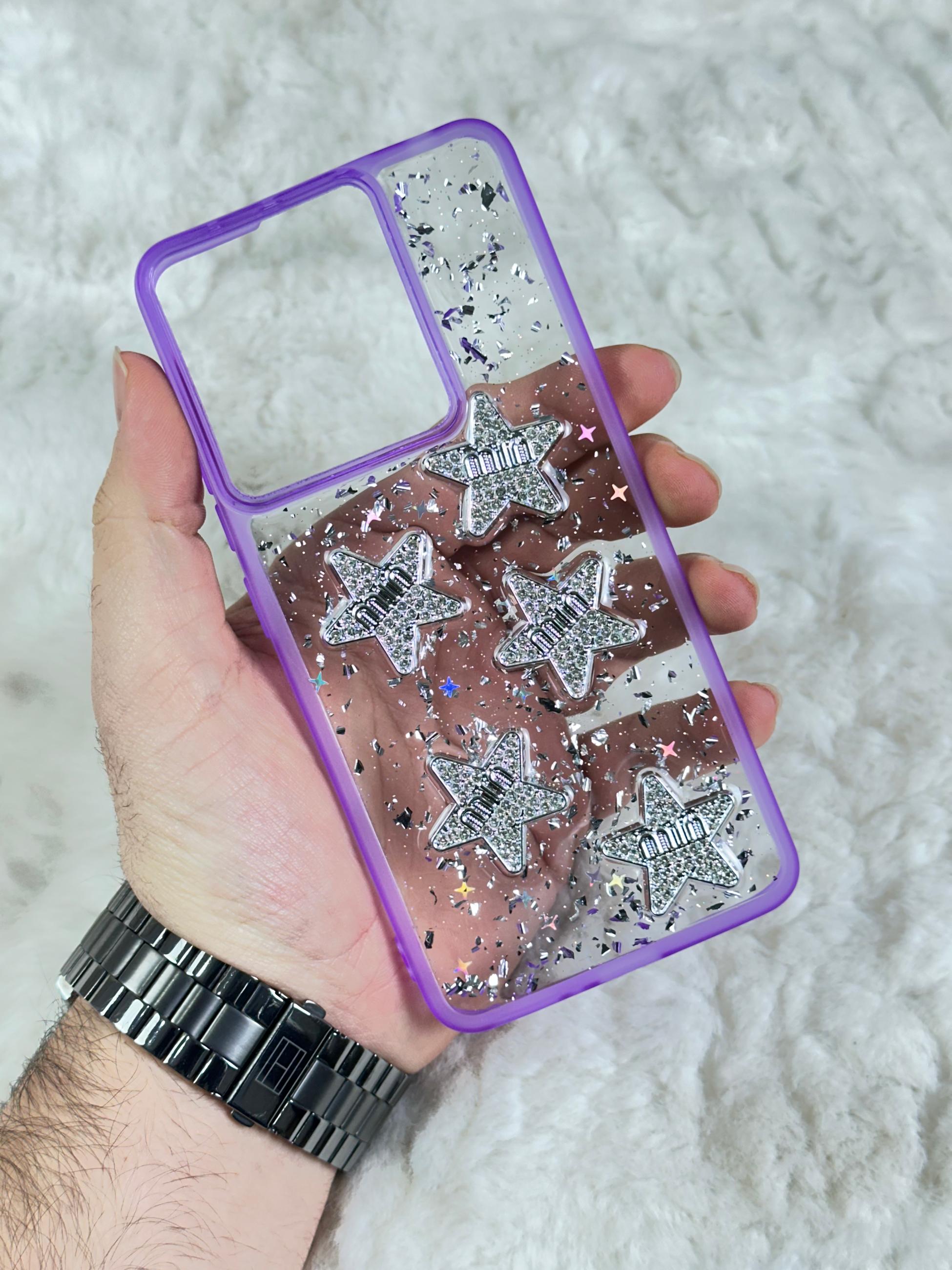 Xiaomi Redmi Note 13 4G Şeffaf Parlak Taşlı Glitter Kılıf