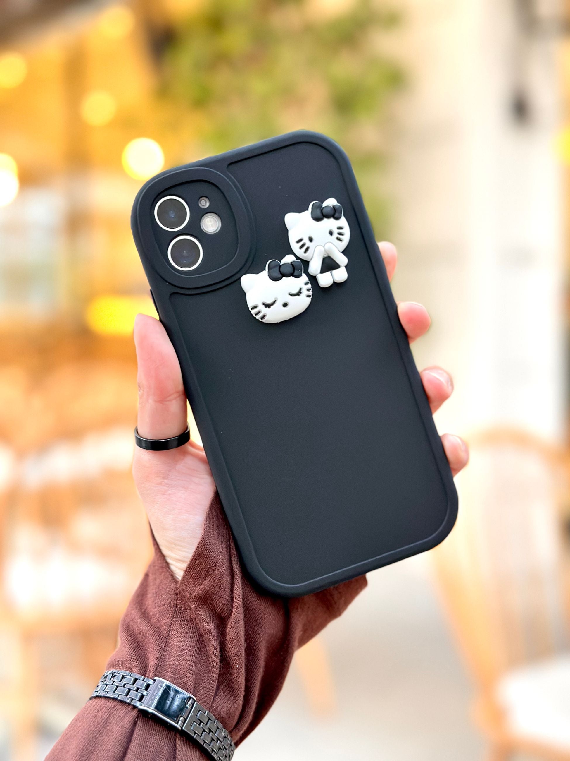 iPhone 12 Ayıcık Desenli Sevimli 3 Boyutlu Tatlı Şirin Kamera Korumalı Silikon Shape Kılıf