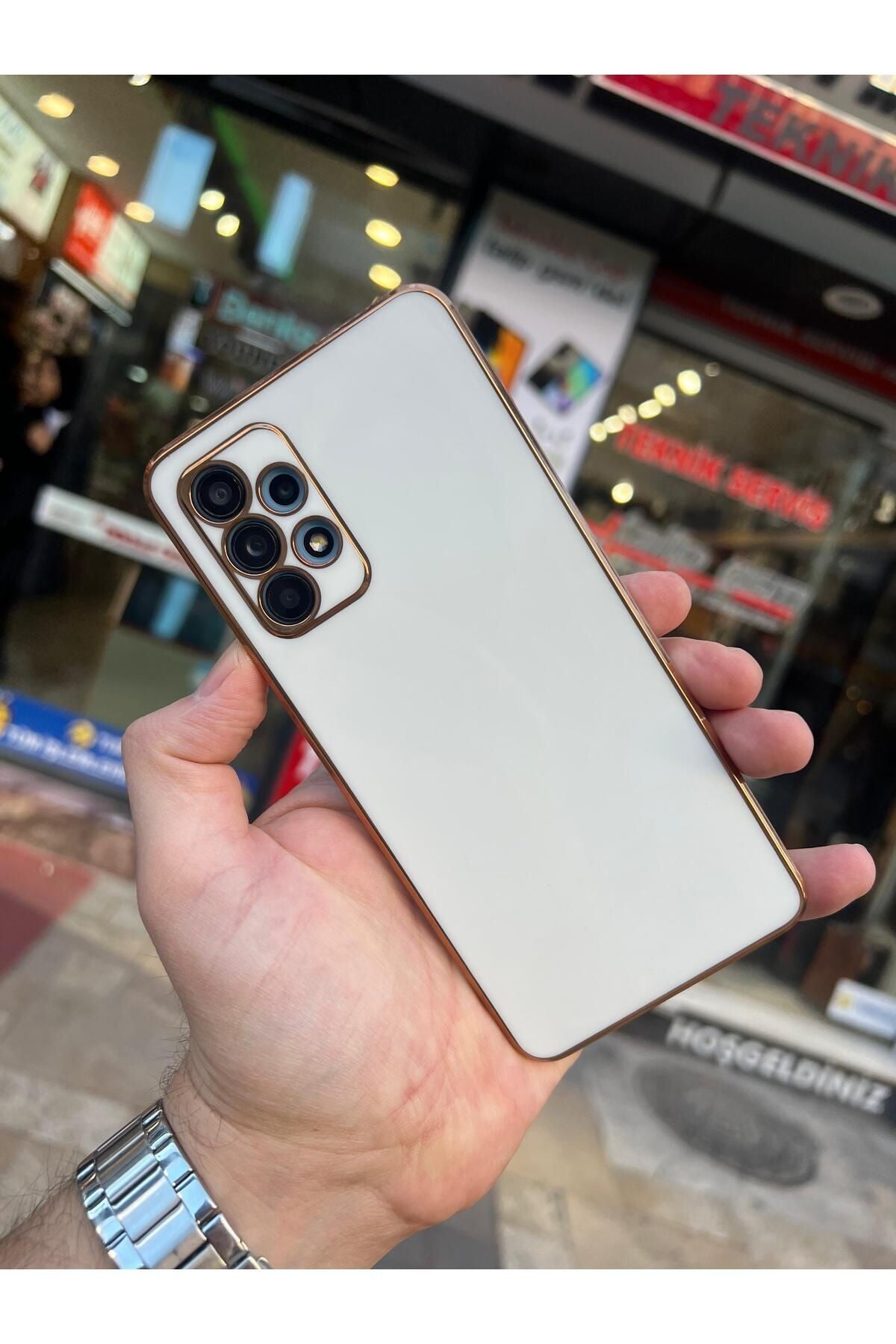 Samsung A13 4g Gold Kenarlı Parlak Kamera Korumalı Bark Kılıf