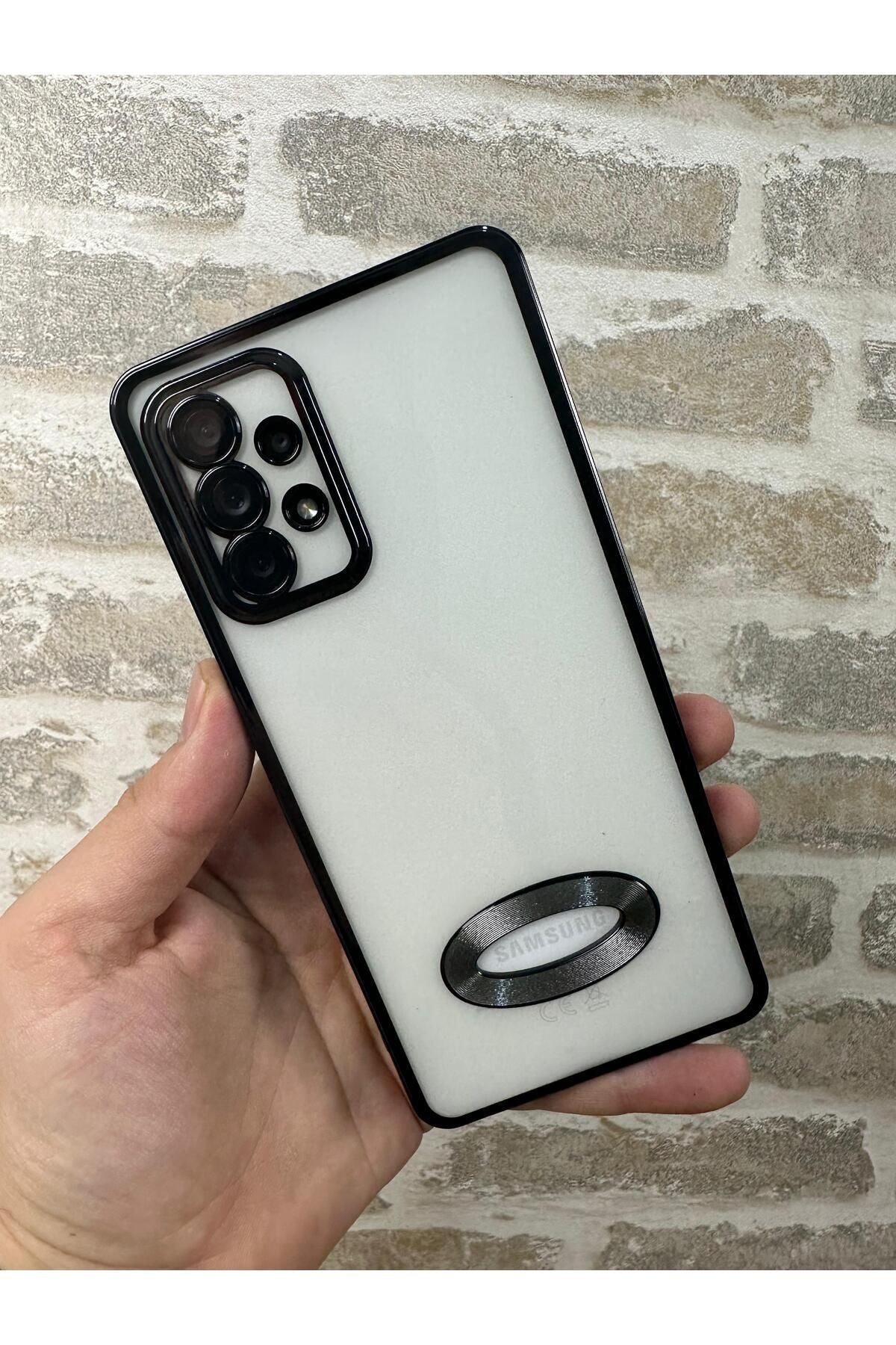 Samsung A72 Logo Detaylı Kenarları Renkli Kamera Korumalı Luxury MegaVip Kılıf