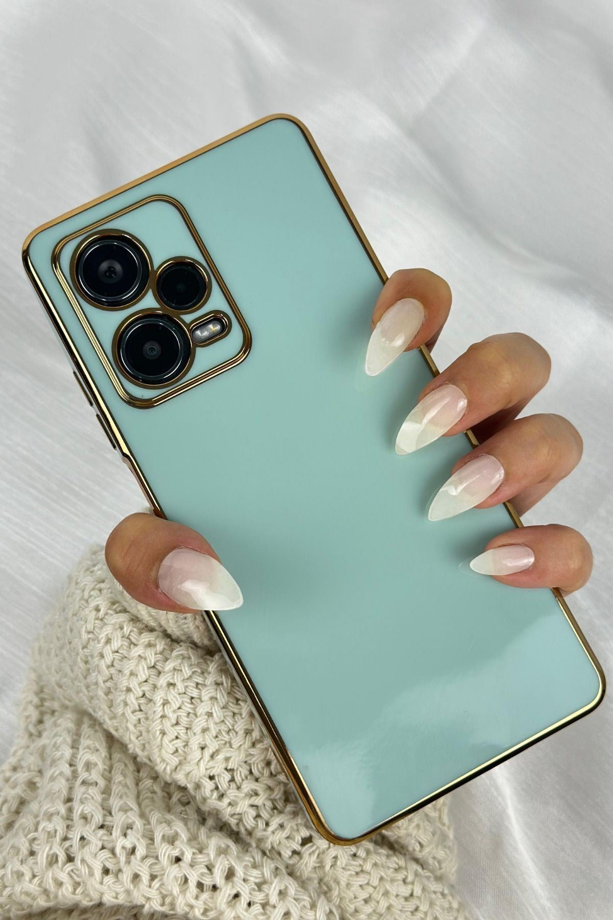 Xiaomi Redmi Note 12 Pro 5G Gold Kenarlı Parlak Kamera Korumalı Bark Kılıf