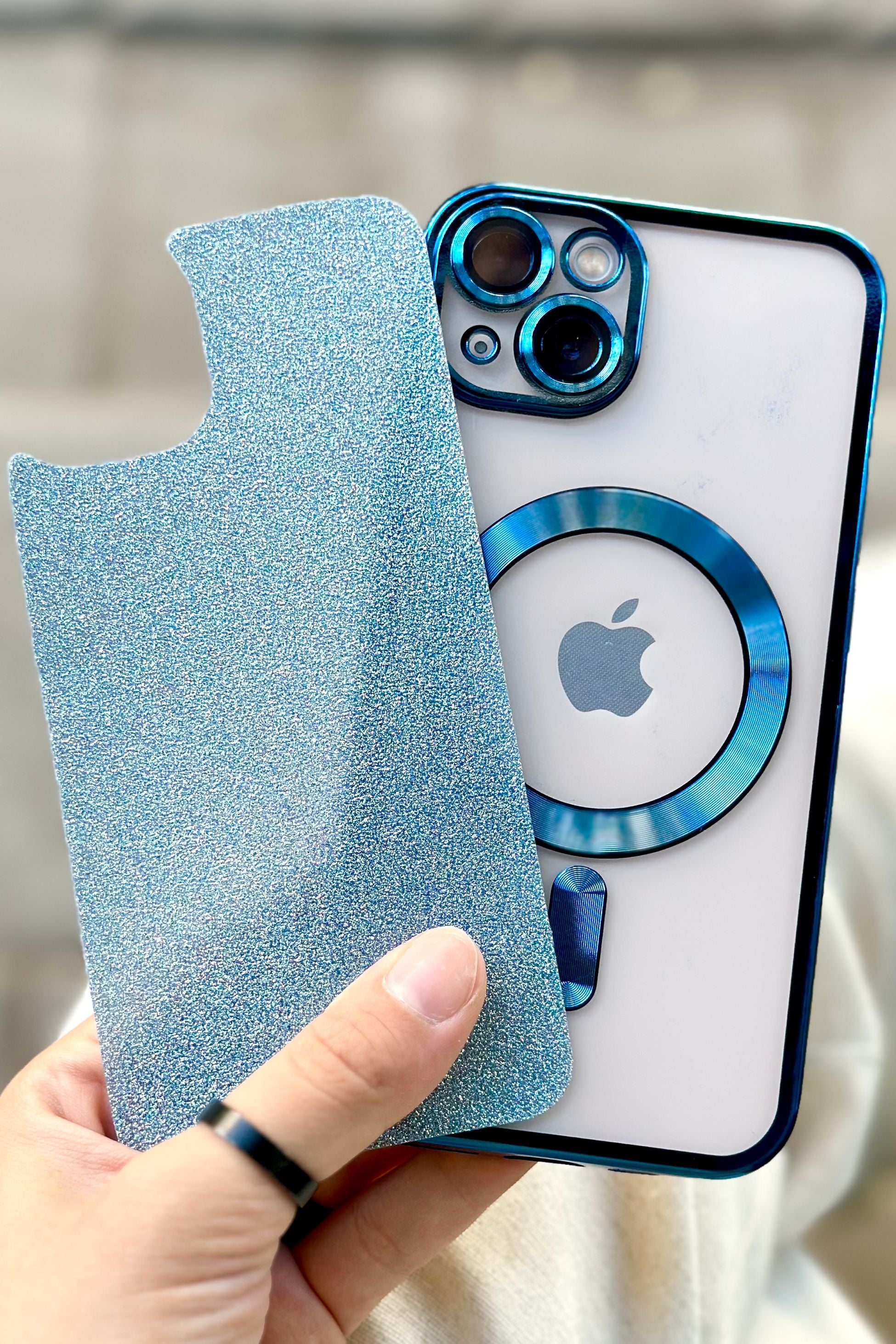 iPhone 15 Magsafe Özellikli Simli Kamera Korumalı Shimmer Kılıfı