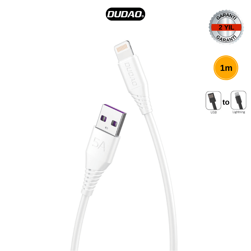 DUDAO L2L USB to Lightning Şarj Kablosu ve Data Kablosu (Veri Aktarımı) (1 Metre)
