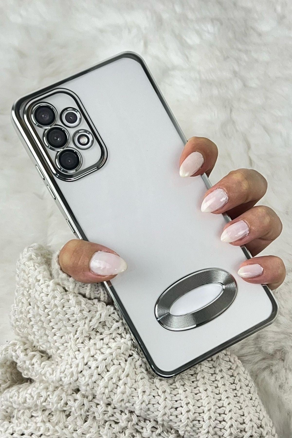 Samsung A72 Logo Detaylı Kenarları Renkli Kamera Korumalı Luxury MegaVip Kılıf