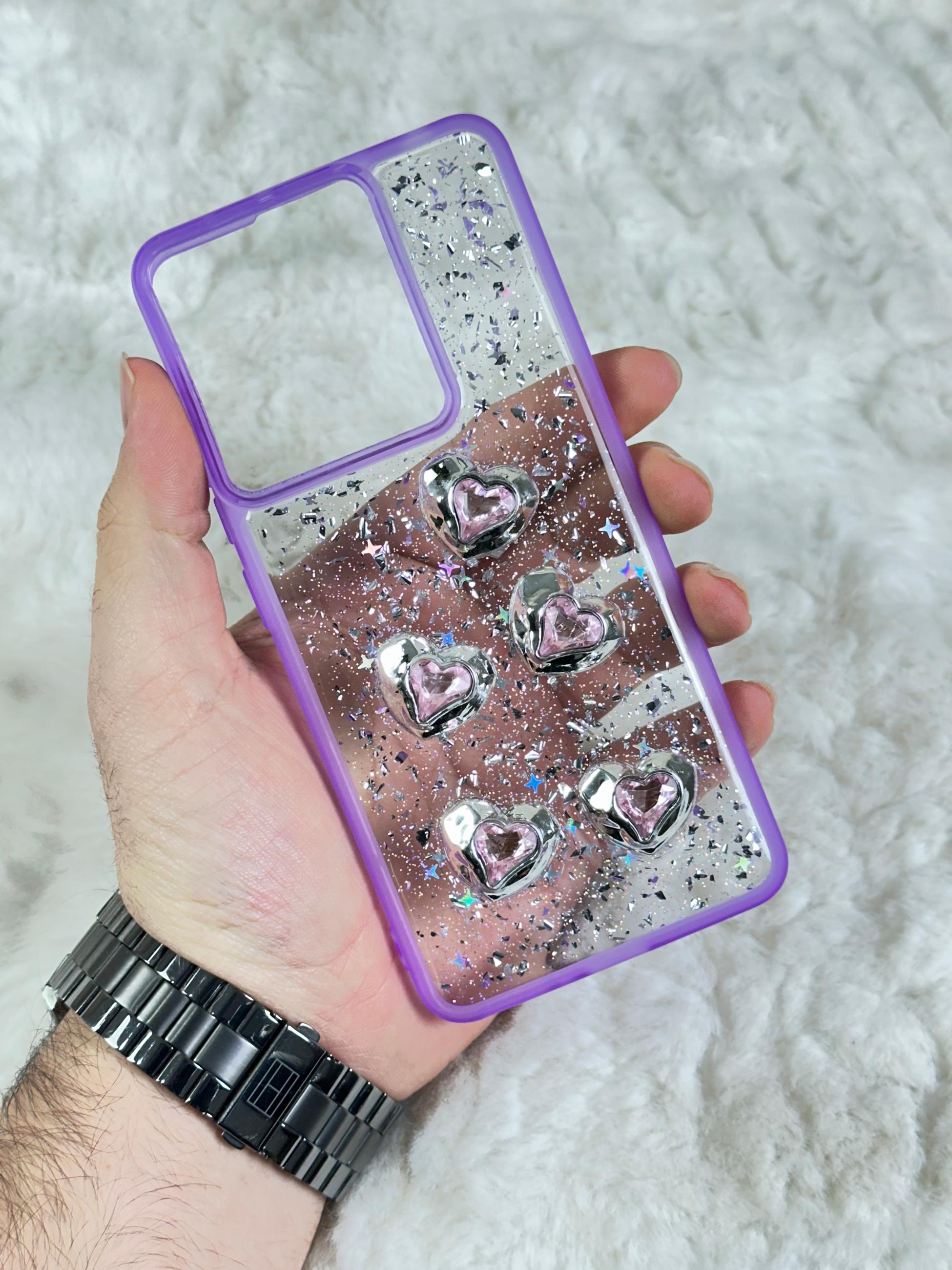 Xiaomi Redmi Note 13 4G Şeffaf Parlak Taşlı Glitter Kılıf