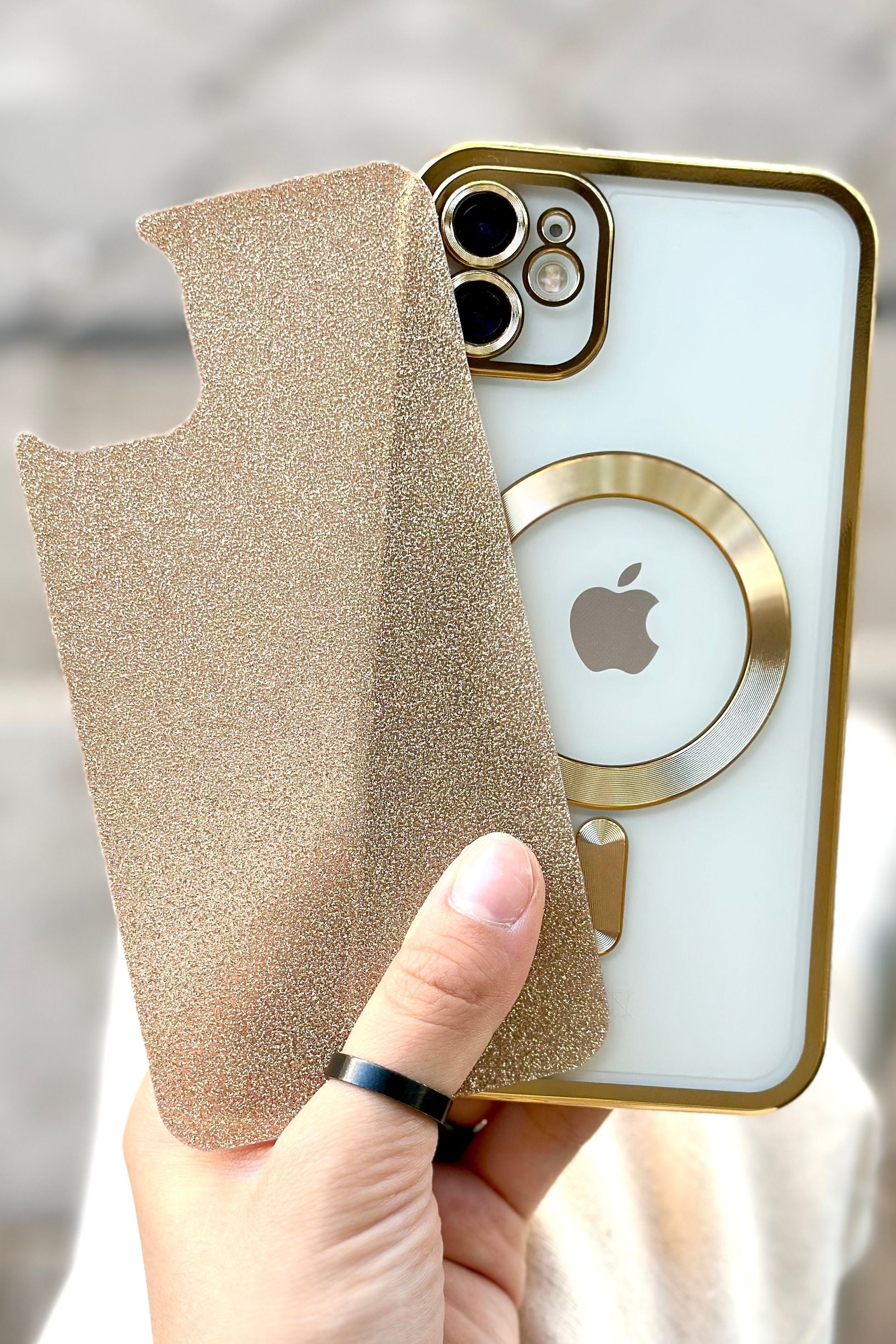 iPhone 12 Magsafe Özellikli Simli Kamera Korumalı Shimmer Kılıfı