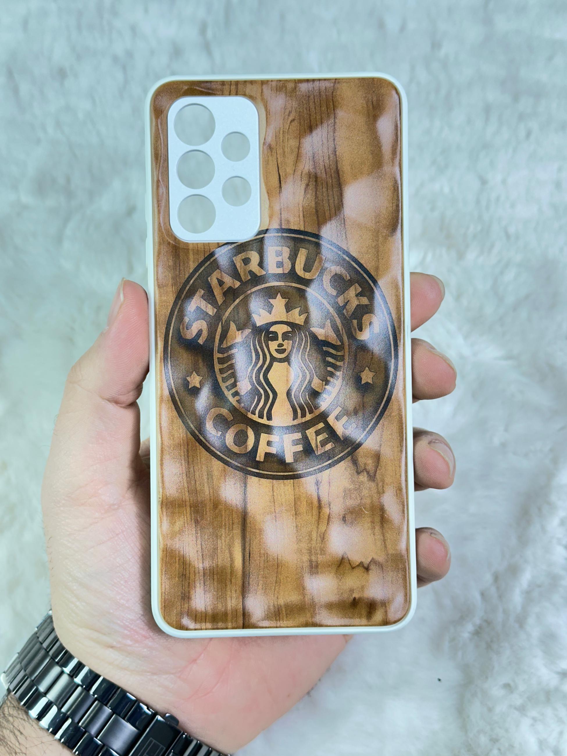 Samsung Galaxy A32 Arkası Sert Kapaklı Yanları Silikonlu Starbucks-Nike Kılıf