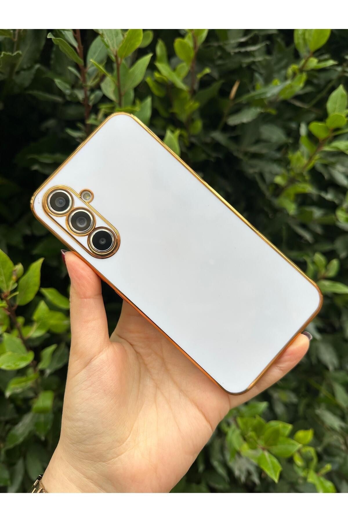 Samsung Galaxy A15 Gold Kenarlı Parlak Kamera Korumalı Bark Kılıf