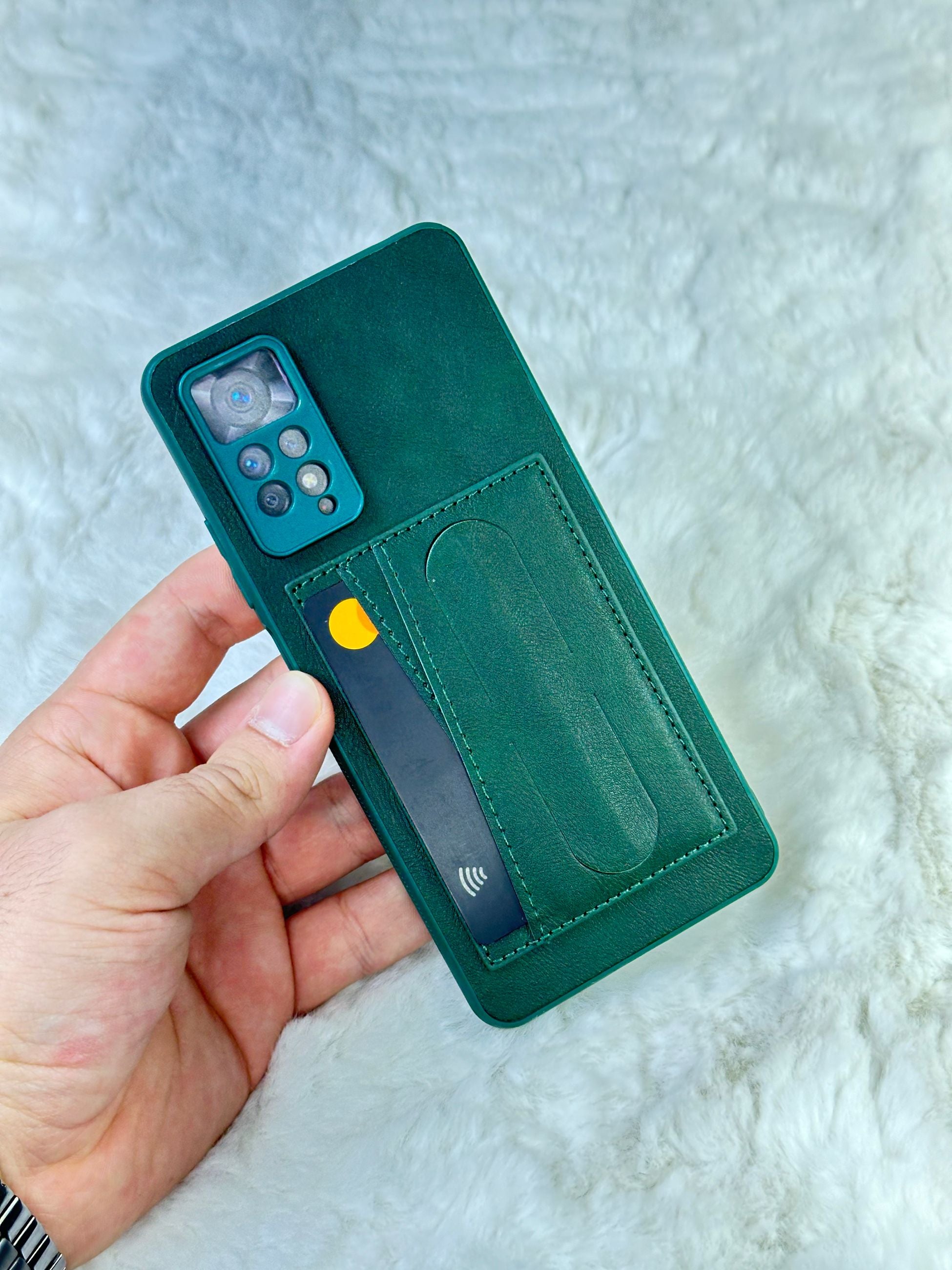 Xiaomi Note 11 Pro Stand Olabilen Arkası Deri İçi Süet Deri Kartvizitli Kılıf