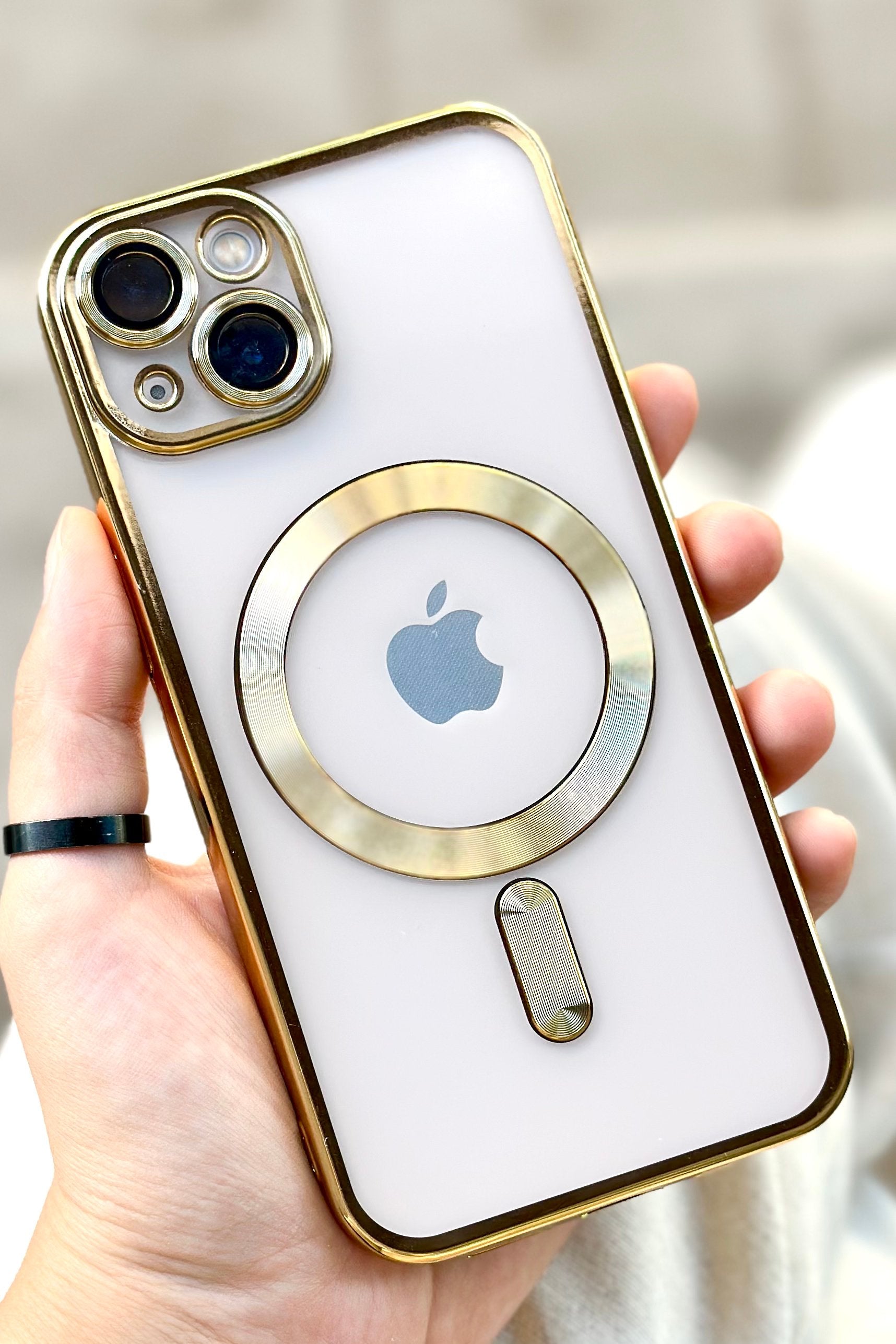 iPhone 14 Magsafe Özellikli Simli Kamera Korumalı Shimmer Kılıfı