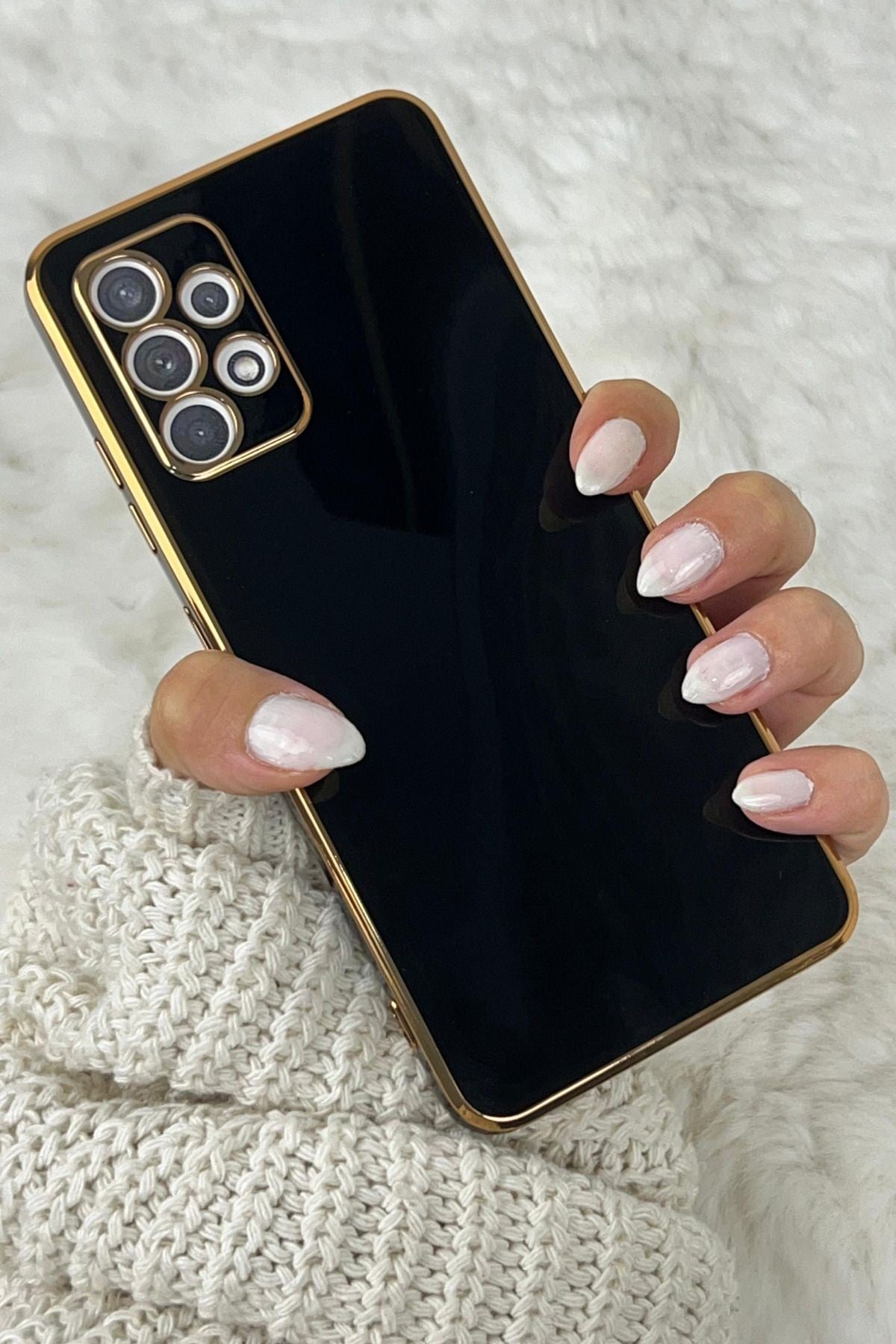 Samsung A23 Gold Kenarlı Parlak Kamera Korumalı Bark Kılıf